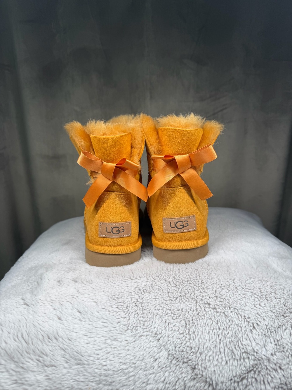 UGG Orange Bow-Back Shearling Boots